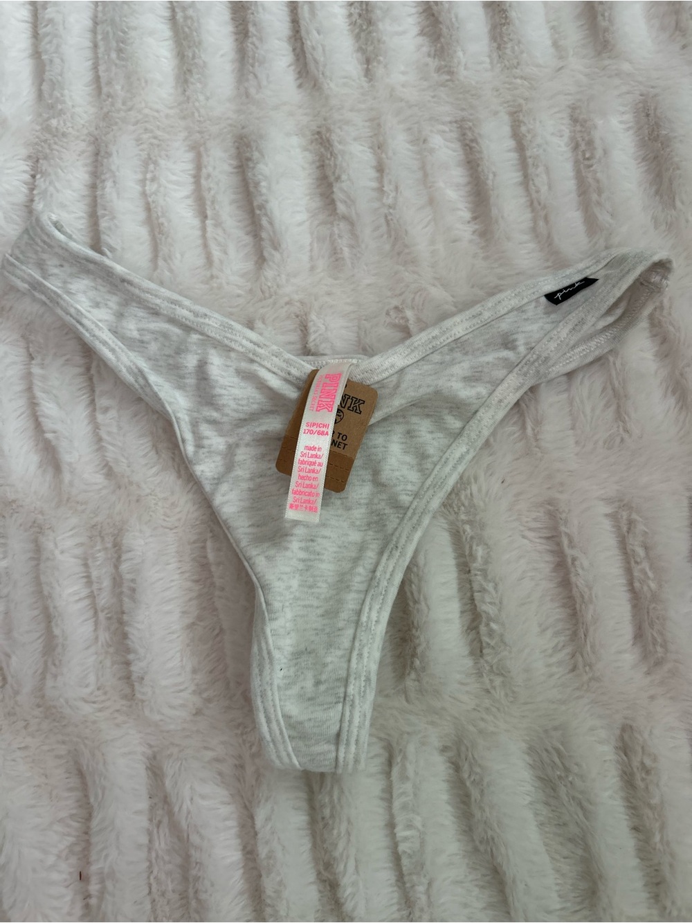 PINK Victoria's Secret Light Heather Gray Thong